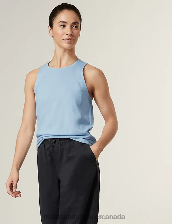 Marks and Spencer near me - Women Powder Blue Clothing Marks & Spencer Pure Cotton Scoop Neck Relaxed Vest Top 20VTD796