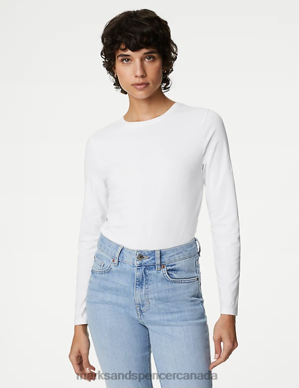 Marks and Spencer sale - Women Soft White Clothing Marks & Spencer Cotton Rich Slim Fit Top 20VTD2696