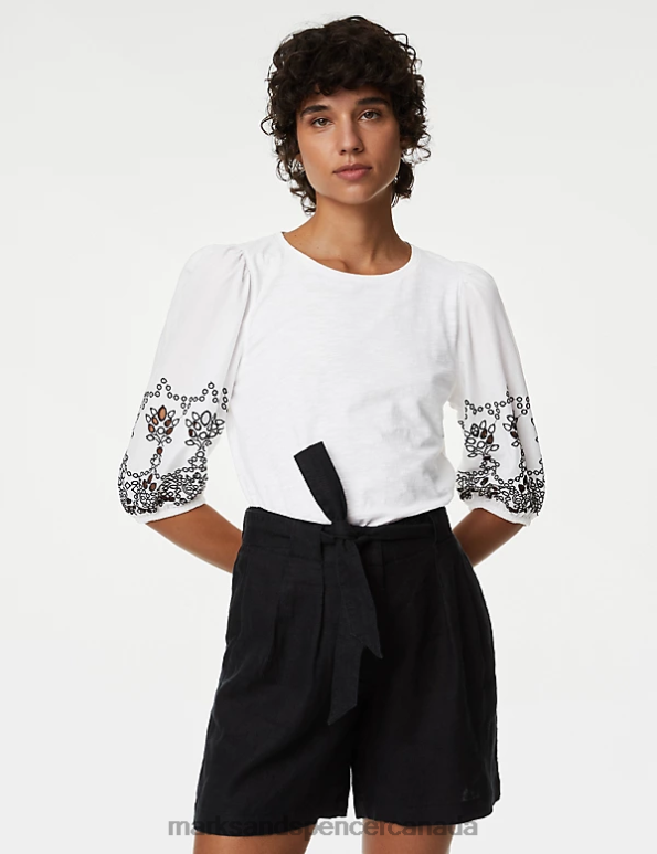 Marks and Spencer near me - Women Soft White Clothing Marks & Spencer Pure Cotton Broderie Top 20VTD369