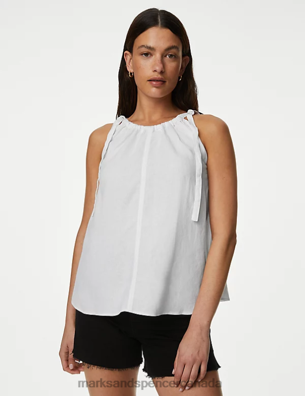 Women Soft White Clothing Marks & Spencer Pure Cotton Cami Top 20VTD2486 - Marks and Spencer Canada locations