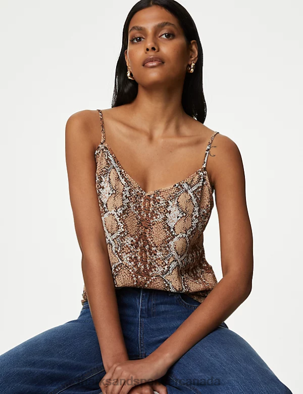 Marks and Spencer sale - Women Spice Mix Clothing Marks & Spencer Animal Print Cami Top 20VTD468