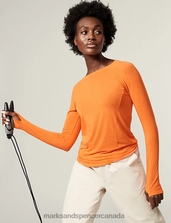 Marks and Spencer near me - Women Tangerine Clothing Marks & Spencer Lightweight Base Layer Fitted Top 20VTD1410