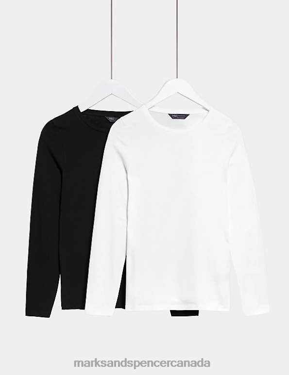 Marks and Spencer near me - Women White/Black Clothing Marks & Spencer 2pk Cotton Rich Tops 20VTD548