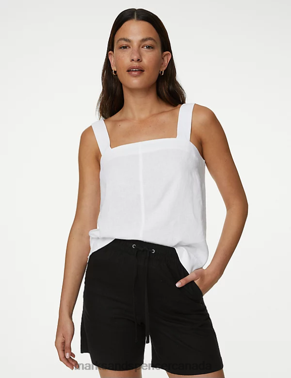 Marks and Spencer sale - Women White Clothing Marks & Spencer Linen Blend Cami Top 20VTD992