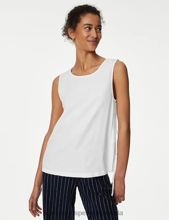 Marks and Spencer near me - Women White Clothing Marks & Spencer Linen Rich High Neck Vest Top 20VTD2953