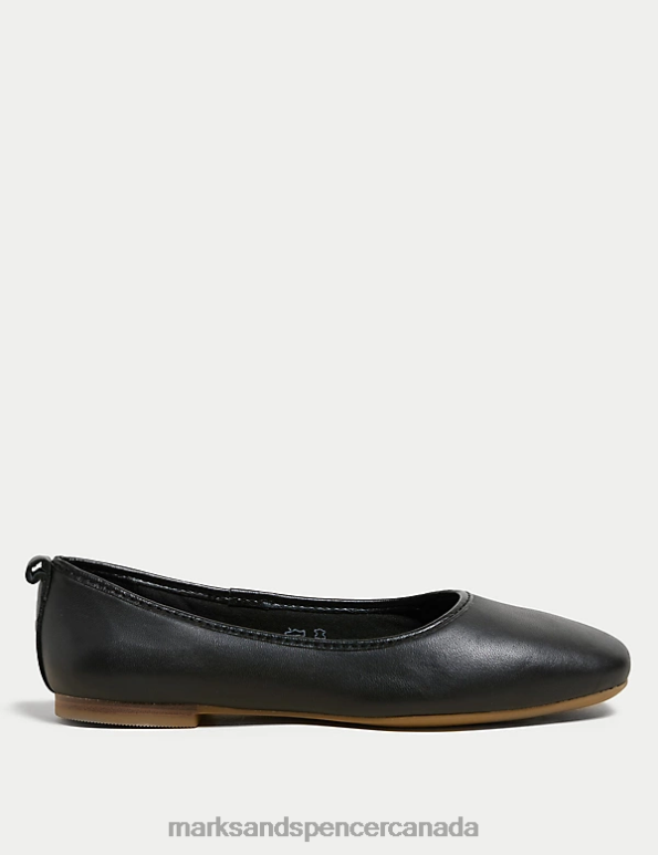 Women Black Footwear Marks & Spencer Leather Ballet Pumps 20VTD530 - Marks and Spencer Canada locations