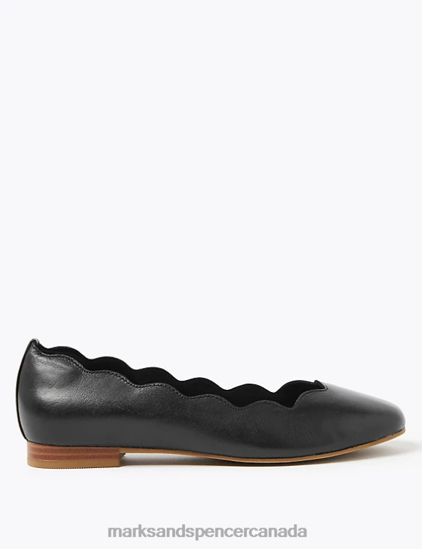 Marks and Spencer near me - Women Black Footwear Marks & Spencer Wide Fit Leather Ballet Pumps 20VTD1529