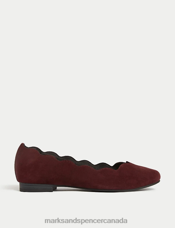 Women Damson Footwear Marks & Spencer Wide Fit Suede Flat Ballet Pumps 20VTD1840 - Marks and Spencer online