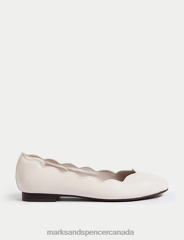 Women Light Stone Footwear Marks & Spencer Wide Fit Leather Ballet Pumps 20VTD1863 - Marks and Spencer Canada locations