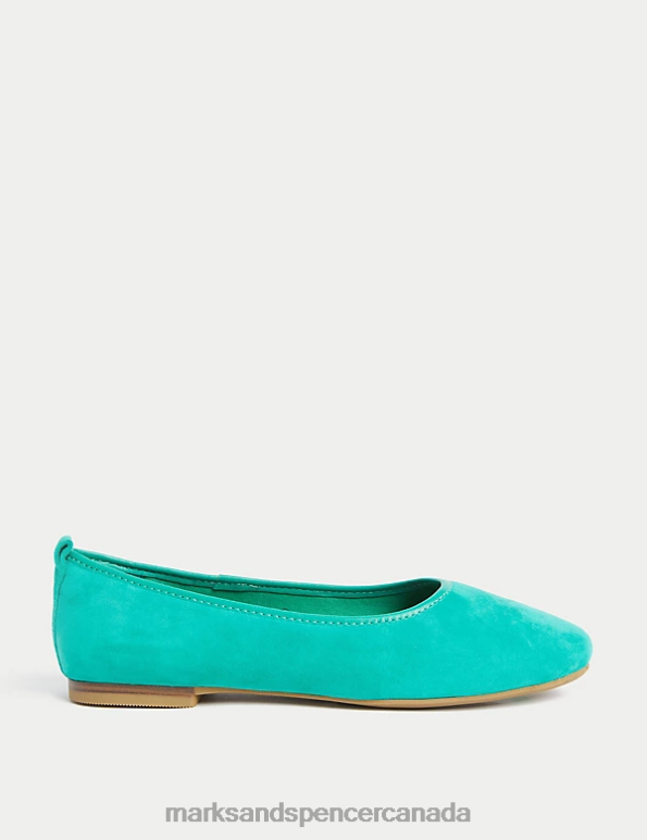 Marks and Spencer near me - Women Medium Green Footwear Marks & Spencer Suede Flat Ballet Pumps 20VTD2858