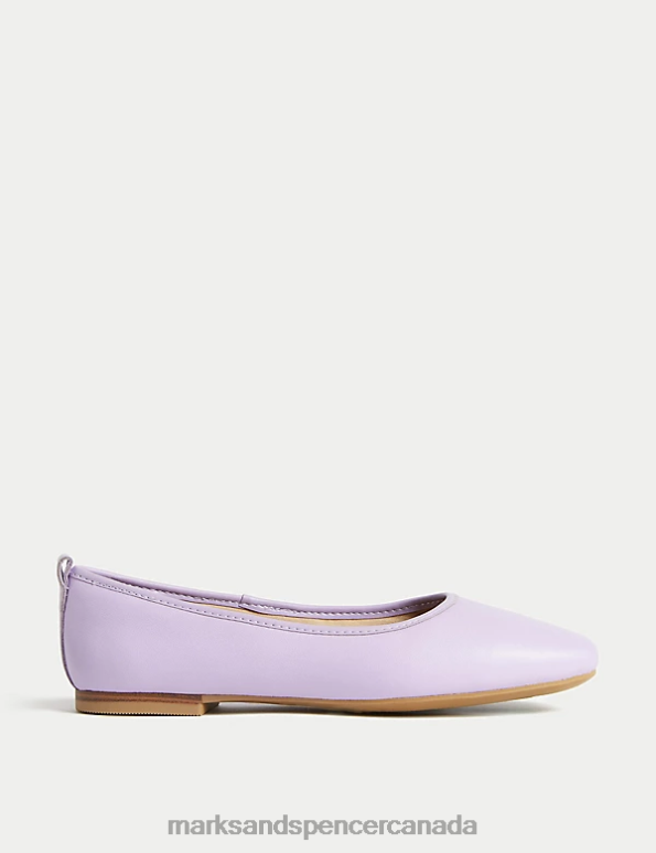 Marks and Spencer near me - Women Medium Lilac Footwear Marks & Spencer Leather Ballet Pumps 20VTD914