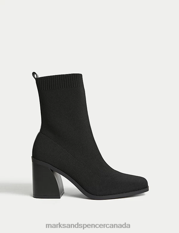 Marks and Spencer sale - Women Black Footwear Marks & Spencer Block Heel Sock Boots 20VTD1459