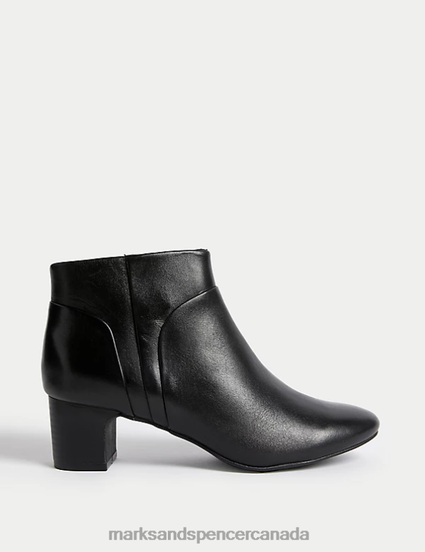 Marks and Spencer sale - Women Black Footwear Marks & Spencer Leather Block Heel Ankle Boots 20VTD3235