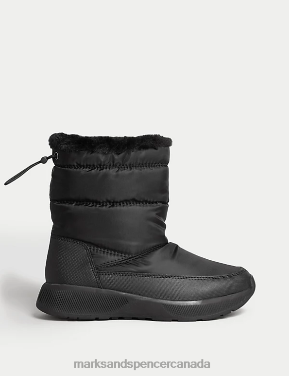 Marks and Spencer sale - Women Black Footwear Marks & Spencer Quilted Flatform Walking Boots 20VTD1892