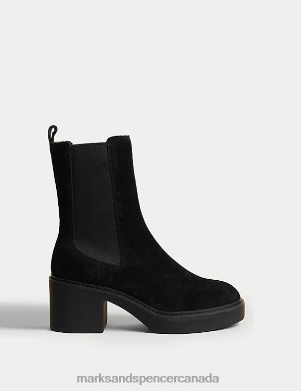 Marks and Spencer near me - Women Black Footwear Marks & Spencer Suede Chelsea Chunky Block Heel Boots 20VTD2865