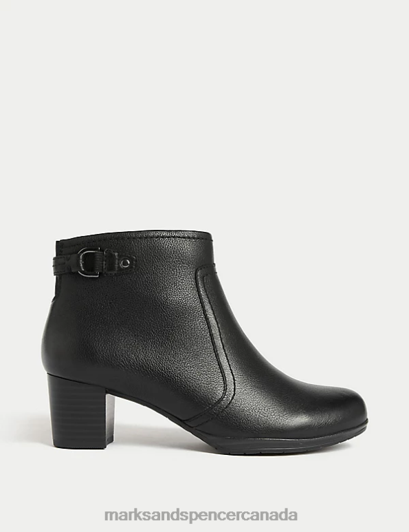 Marks and Spencer sale - Women Black Footwear Marks & Spencer Wide Fit Leather Block Heel Ankle Boots 20VTD1053