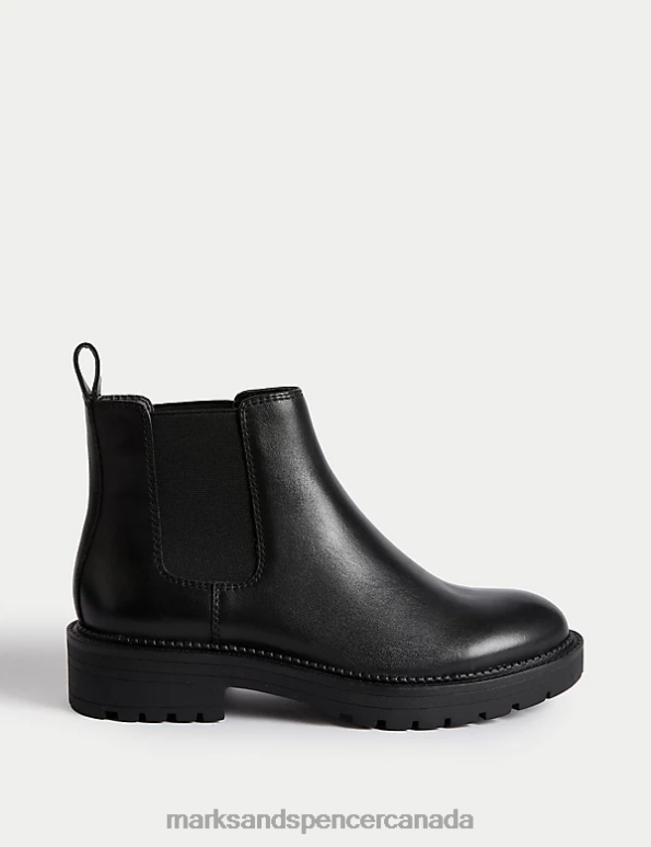 Marks and Spencer sale - Women Black Footwear Marks & Spencer Wide Fit Leather Chelsea Boots 20VTD2537