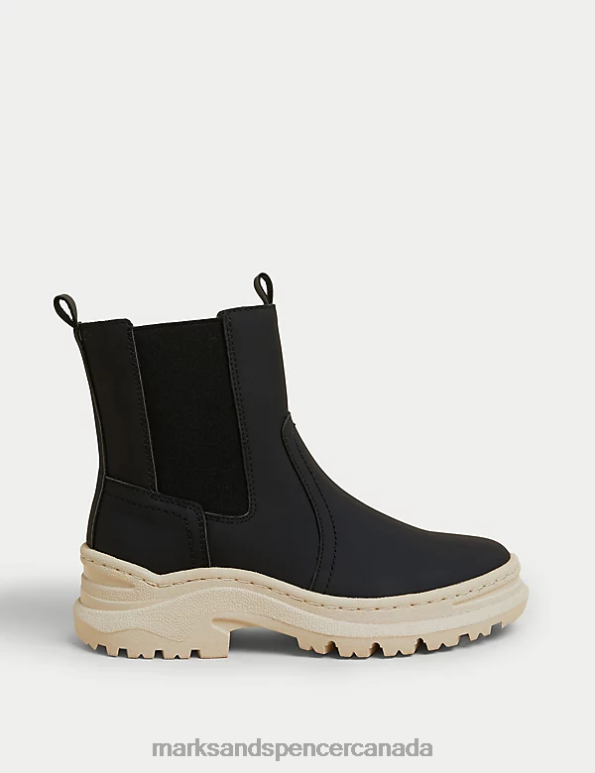 Marks and Spencer Canada - Women Black Mix Footwear Marks & Spencer Chunky Chelsea Ankle Boots 20VTD1583