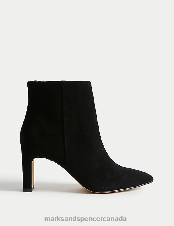 Marks and Spencer Canada - Women Black Mix Footwear Marks & Spencer Suede Statement Pointed Ankle Boots 20VTD1835