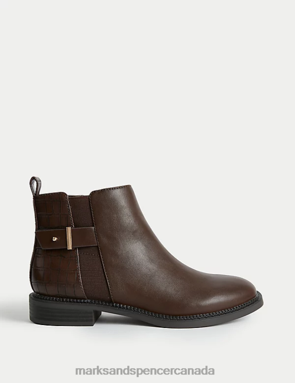 Women Brown Footwear Marks & Spencer Croc Buckle Ankle Boots 20VTD1389 - Marks and Spencer Canada locations