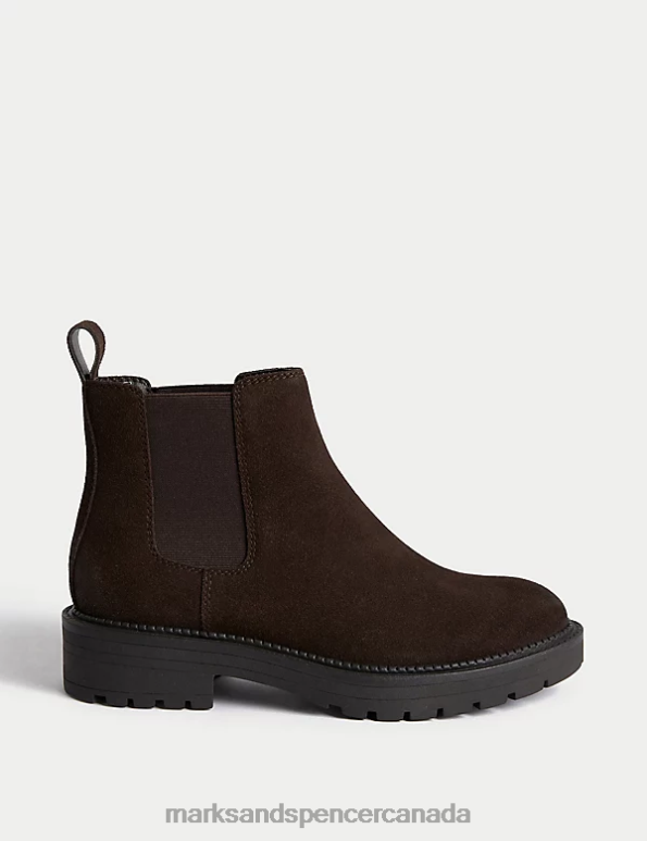 Women Chocolate Footwear Marks & Spencer Wide Fit Suede Chelsea Boots 20VTD578 - Marks and Spencer online