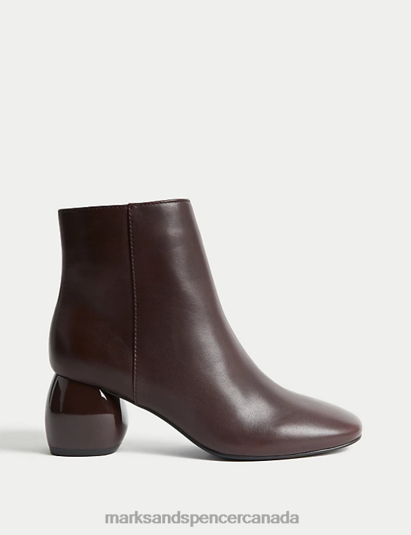 Women Damson Footwear Marks & Spencer Leather Statement Block Heel Ankle Boots 20VTD1481 - Marks and Spencer Canada locations