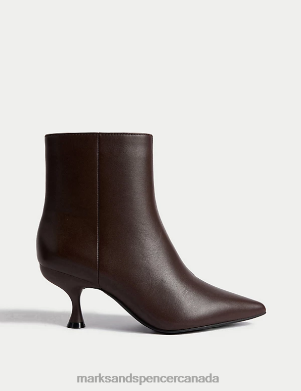 Marks and Spencer sale - Women Damson Footwear Marks & Spencer Wide Fit Leather Kitten Heel Ankle Boots 20VTD1624