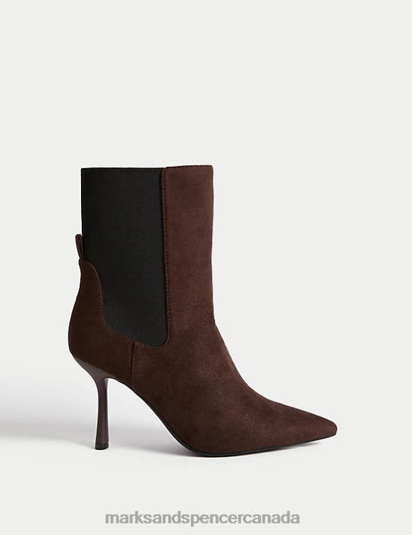 Women Espresso Footwear Marks & Spencer Stiletto Heel Pointed Ankle Boots 20VTD1952 - Marks and Spencer Canada locations