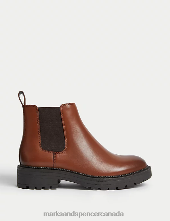 Marks and Spencer near me - Women Tan Footwear Marks & Spencer Wide Fit Leather Chelsea Boots 20VTD2188