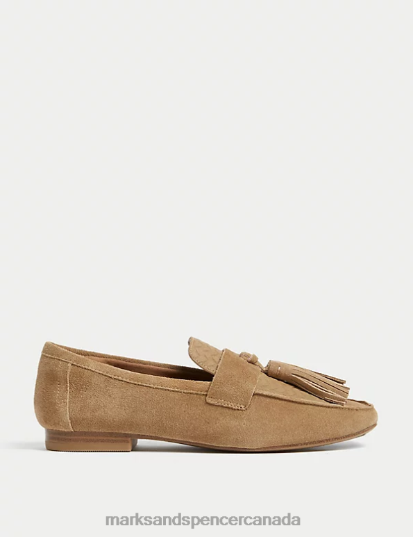 Marks and Spencer near me - Women Camel Footwear Marks & Spencer Suede Tassel Flat Loafers 20VTD2125