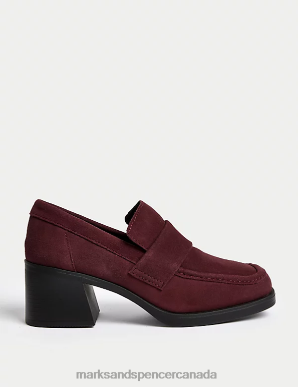 Women Damson Footwear Marks & Spencer Suede Block Heel Loafers 20VTD418 - Marks and Spencer online