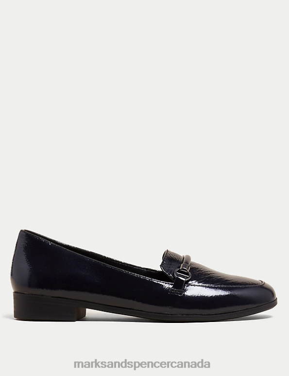 Marks and Spencer Canada - Women Navy Footwear Marks & Spencer Leather Flat Loafers 20VTD1338