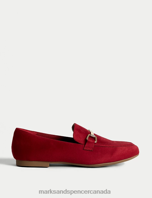 Women Red Footwear Marks & Spencer Trim Detail Slip On Flat Loafers 20VTD3436 - Marks and Spencer Canada locations