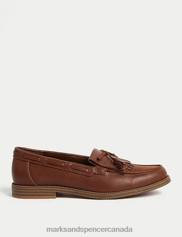 Women Walnut Footwear Marks & Spencer Patent Tassel Bow Loafers 20VTD1177 - Marks and Spencer Canada locations