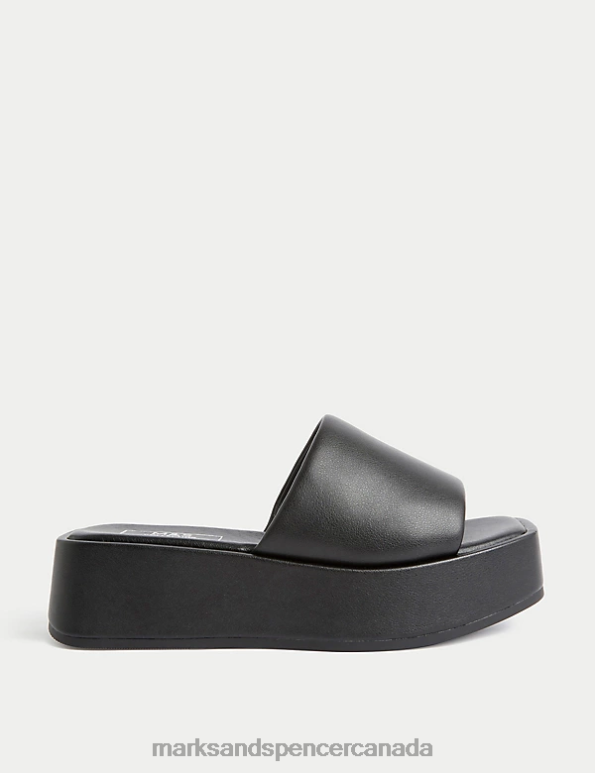 Marks and Spencer near me - Women Black Footwear Marks & Spencer Flatform Square Toe Mules 20VTD2939