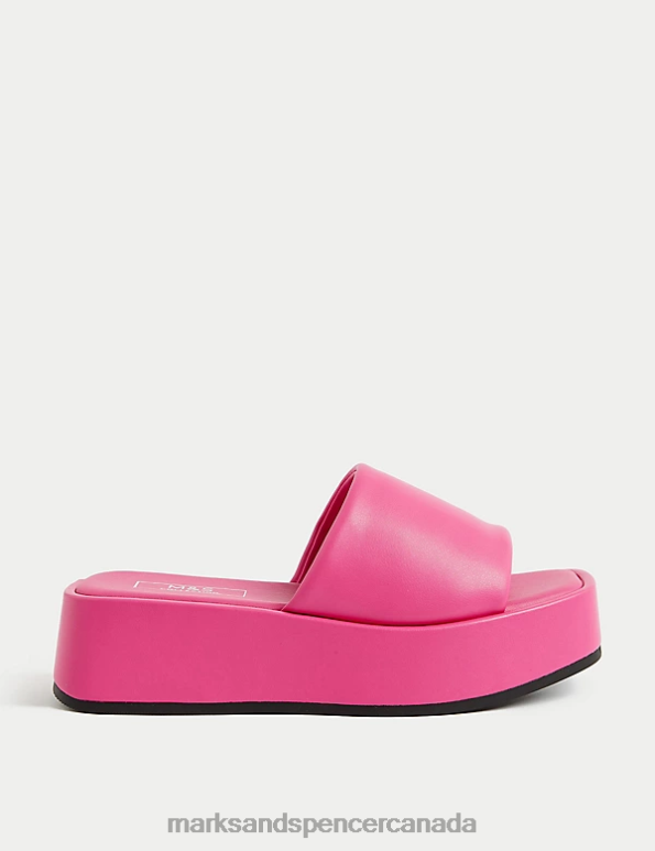 Women Cerise Footwear Marks & Spencer Flatform Square Toe Mules 20VTD3246 - Marks and Spencer Canada locations