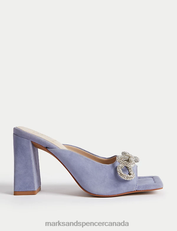 Women Lilac Footwear Marks & Spencer Suede Sparkle Block Heel Mules 20VTD429 - Marks and Spencer Canada locations