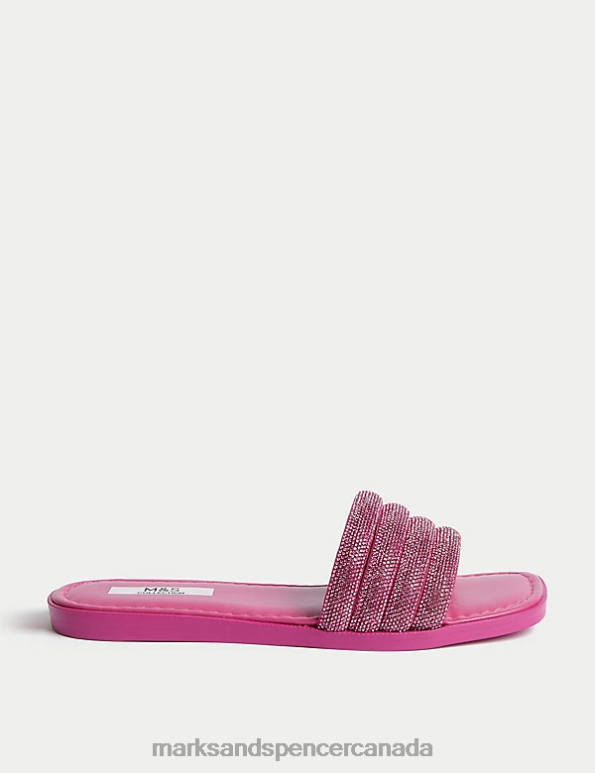 Women Pink Footwear Marks & Spencer Sparkle Flat Mules 20VTD1385 - Marks and Spencer outlet