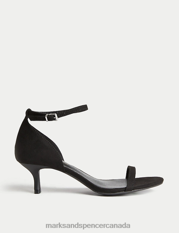 Marks and Spencer sale - Women Black Footwear Marks & Spencer Ankle Strap Kitten Heel Sandals 20VTD2073