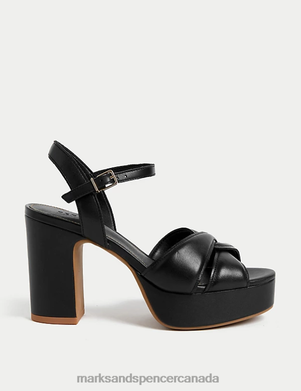 Women Black Footwear Marks & Spencer Leather Ankle Strap Platform Sandals 20VTD2803 - Marks and Spencer Canada locations