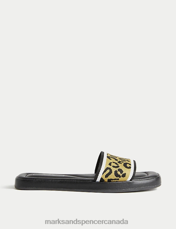 Marks and Spencer Canada - Women Black Mix Footwear Marks & Spencer Printed Sliders 20VTD1528