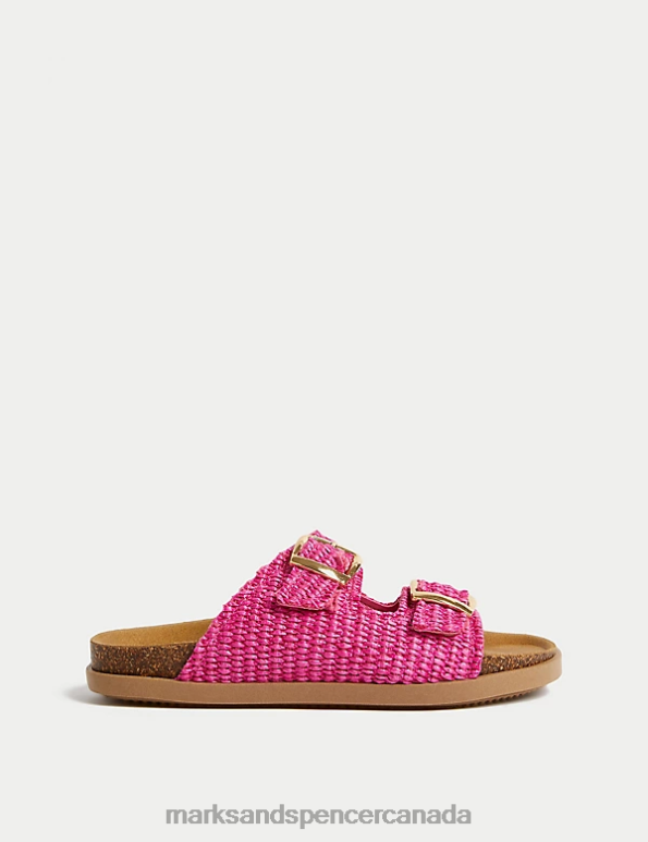 Women Bright Pink Footwear Marks & Spencer Woven Buckle Sandals 20VTD25 - Marks and Spencer online