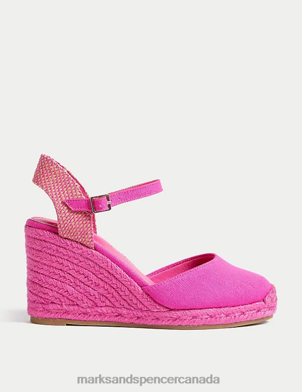 Marks and Spencer Canada - Women Cerise Footwear Marks & Spencer Buckle Ankle Strap Wedge Espadrilles 20VTD1980