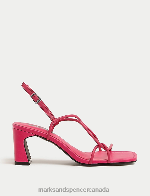 Marks and Spencer sale - Women Cerise Footwear Marks & Spencer Leather Strappy Statement Sandals 20VTD1735