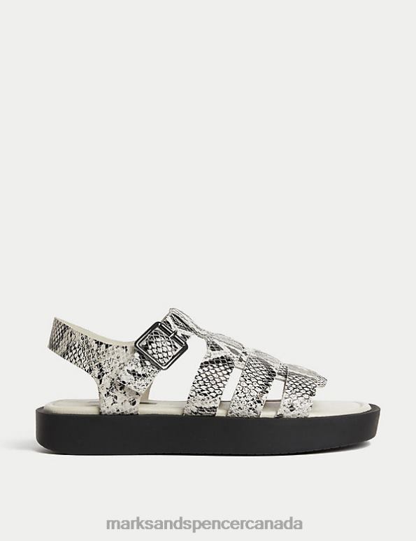 Marks and Spencer near me - Women Grey Mix Footwear Marks & Spencer Leather Flatform Sandals 20VTD1571