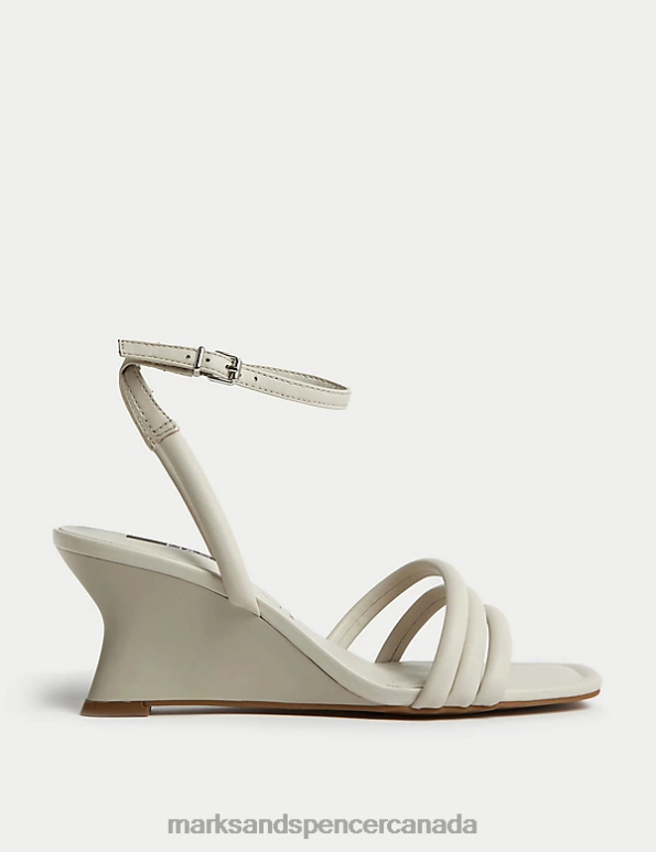 Marks and Spencer sale - Women Ivory Footwear Marks & Spencer Buckle Strappy Wedge Sandals 20VTD3256