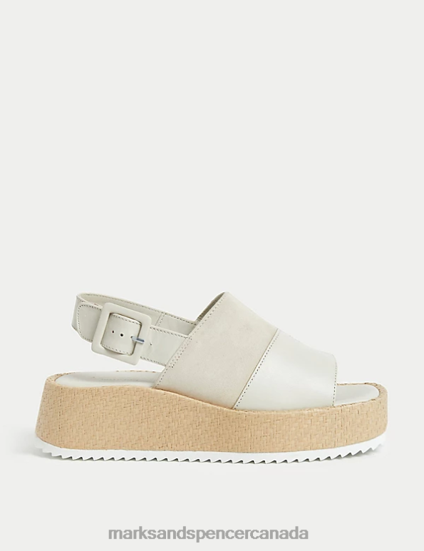 Women Ivory Footwear Marks & Spencer Leather Buckle Flatform Sandals 20VTD2842 - Marks and Spencer online