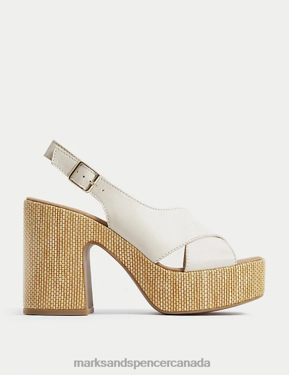 Women Ivory Footwear Marks & Spencer Leather Crossover Platform Sandals 20VTD3045 - Marks and Spencer Canada locations