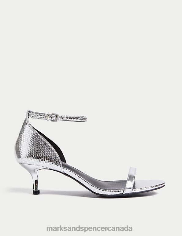 Marks and Spencer sale - Women Metallic Footwear Marks & Spencer Ankle Strap Kitten Heel Sandals 20VTD1580