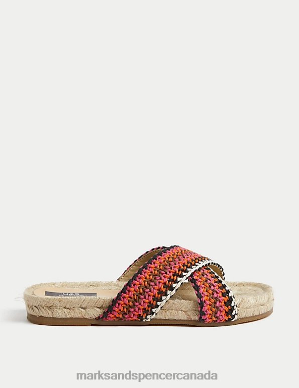 Marks and Spencer near me - Women Pink Mix Footwear Marks & Spencer Woven Crossover Flat Espadrilles 20VTD1089